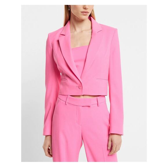 Express Gum Pop One-Button Cropped Blazer Size XS - Picture 6 of 8